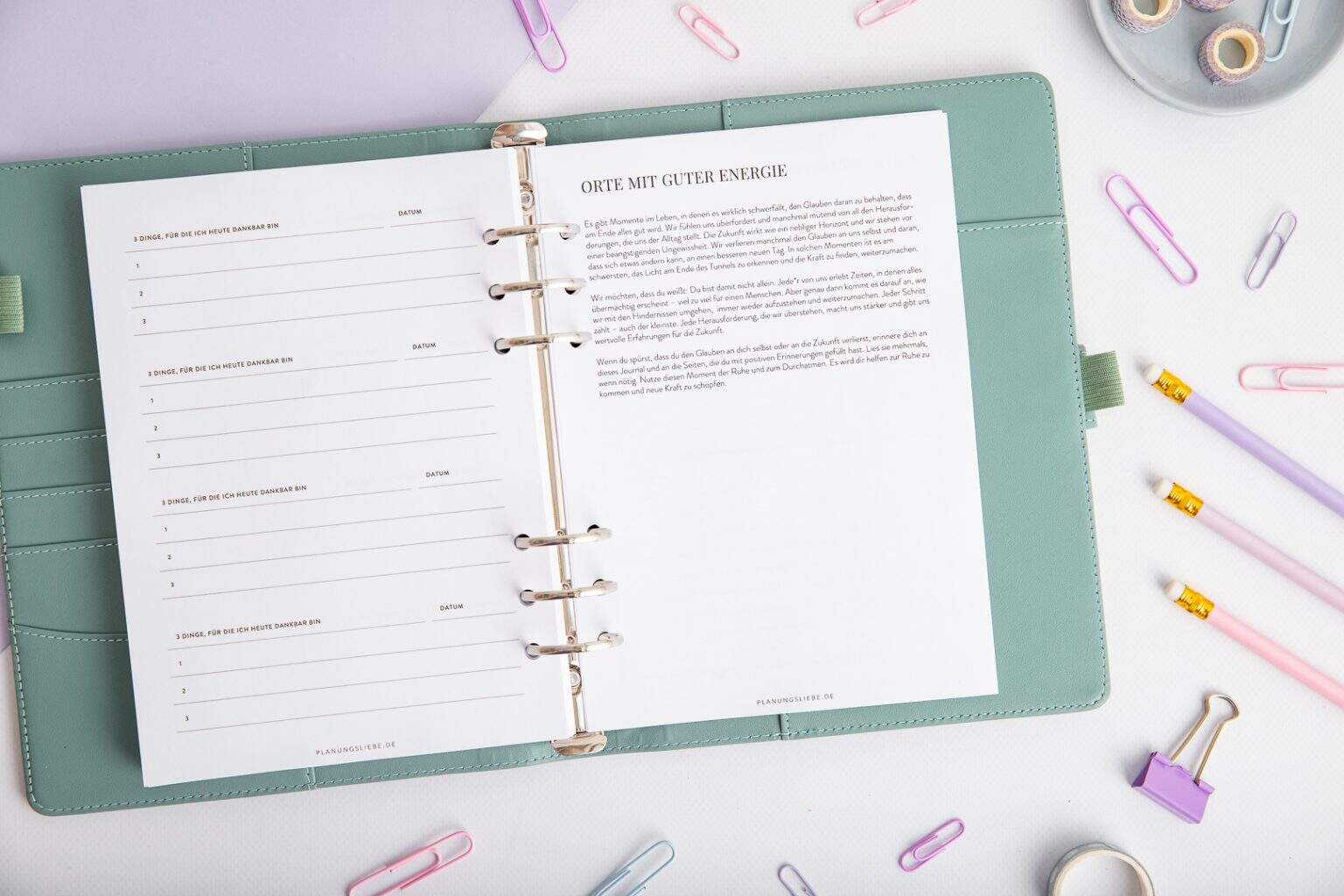 Orte mit guter Energie – Dankbarkeits Journal Seite