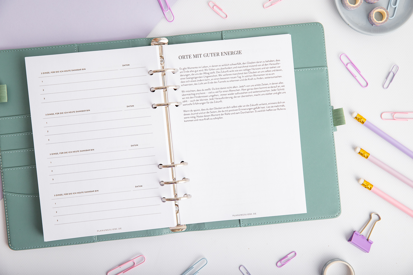 Orte mit guter Energie – Dankbarkeits Journal Seite