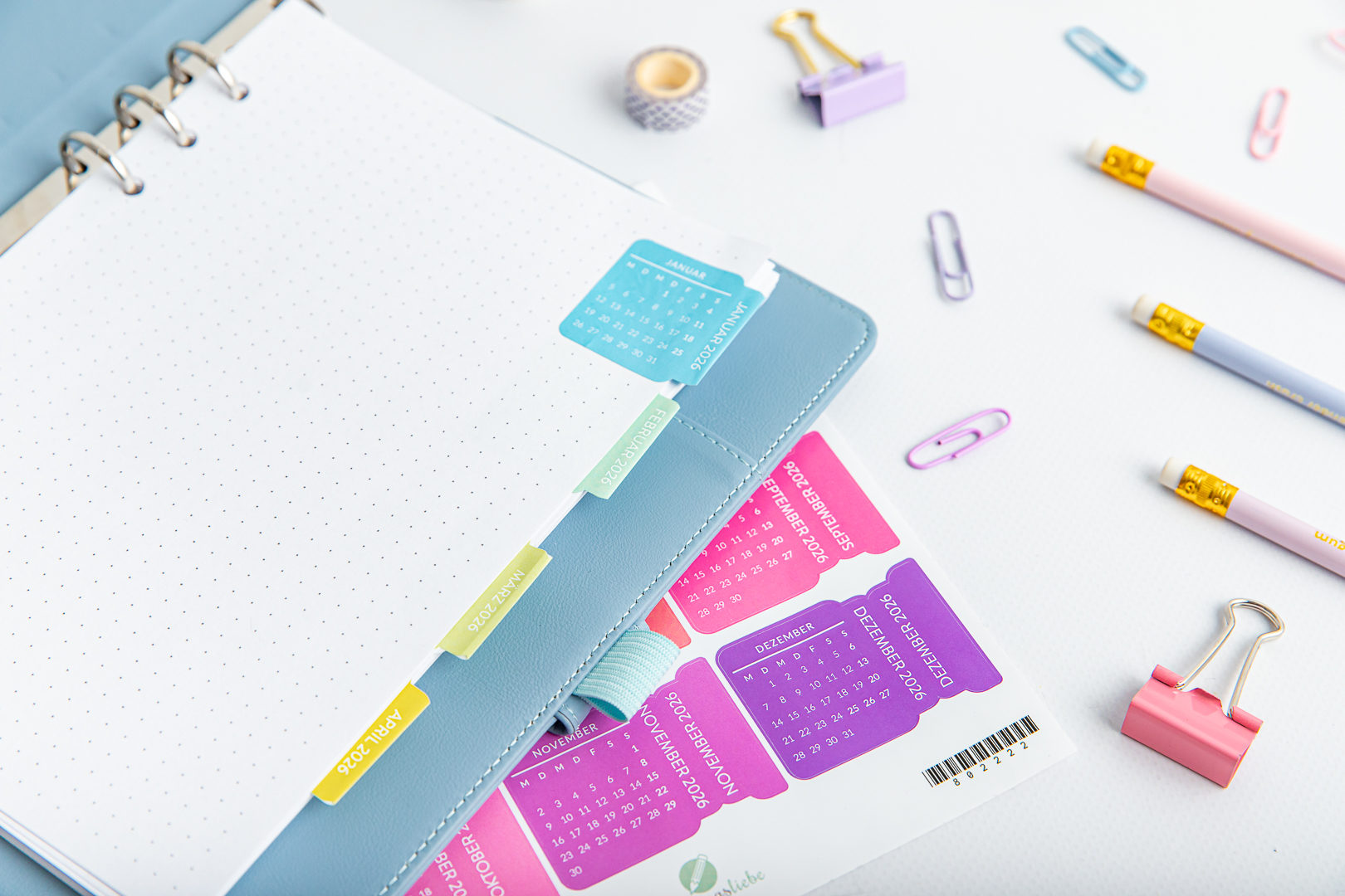 Planner Tabs „Mini-Kalender 2026“| Monatsregister