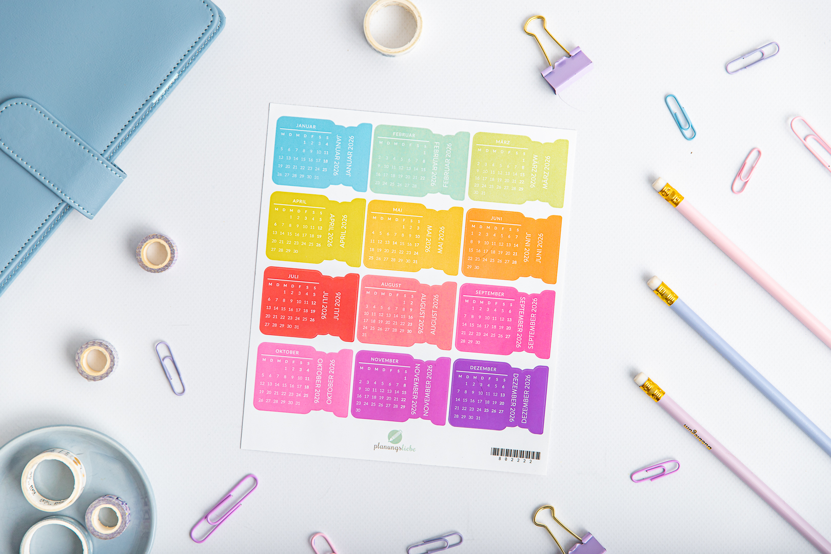 Planner Tabs „Mini-Kalender 2026“