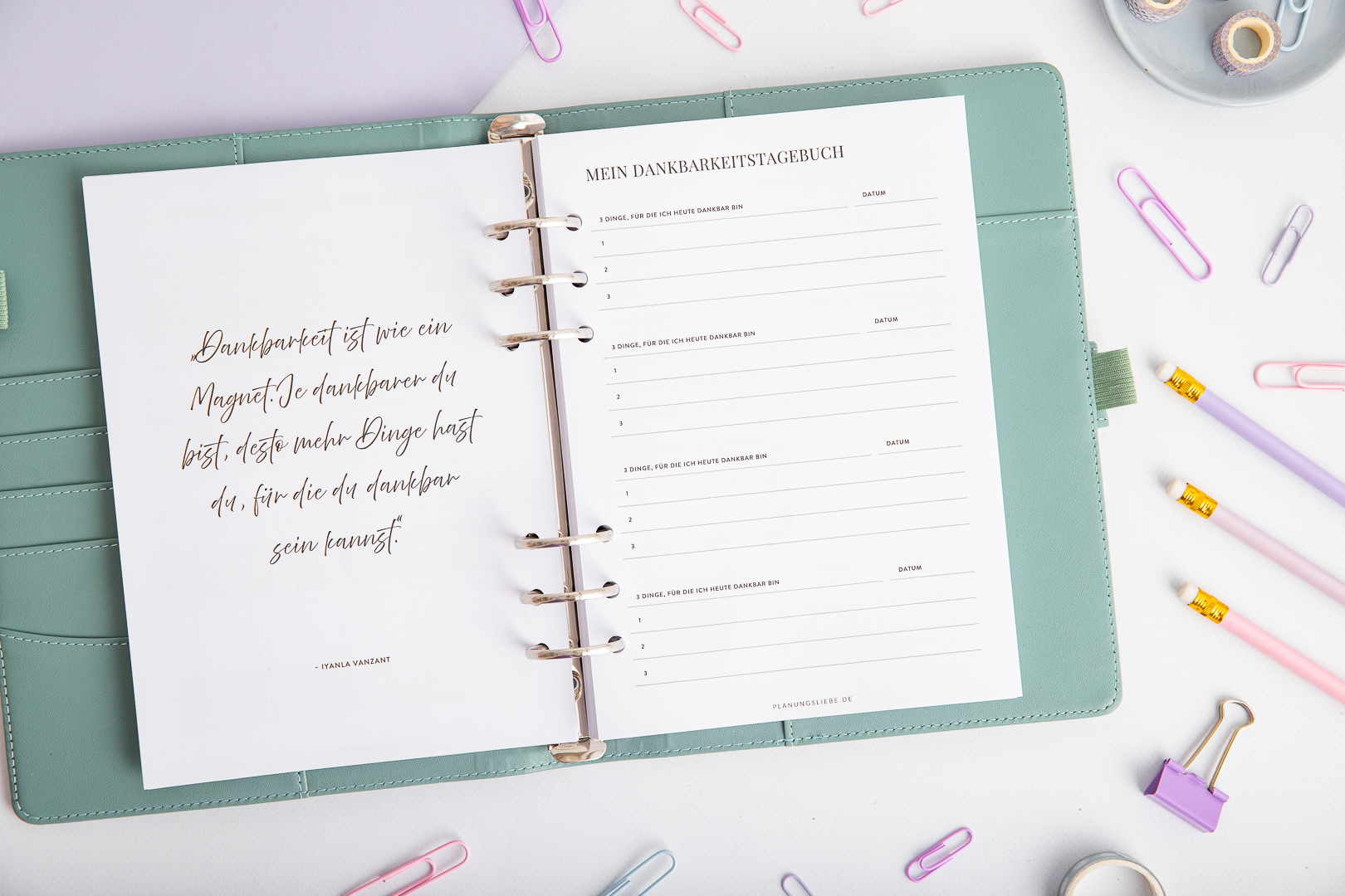 Tägliche Dankbarkeits Einträge im Dankbarkeits Journal