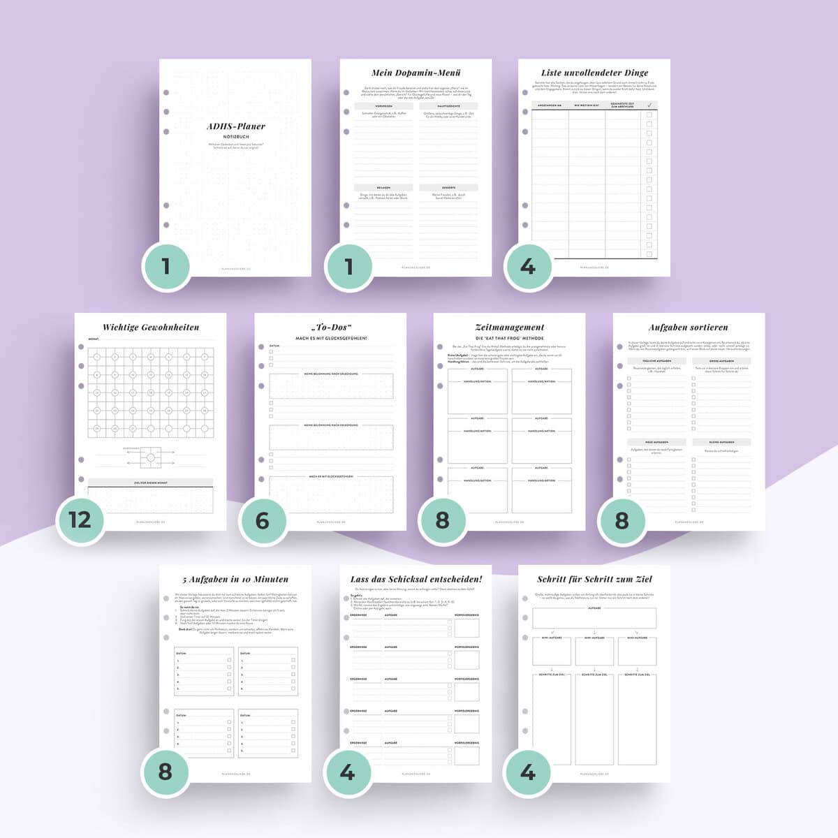 ADHS Planer fuer den Organizer | Vorlagen