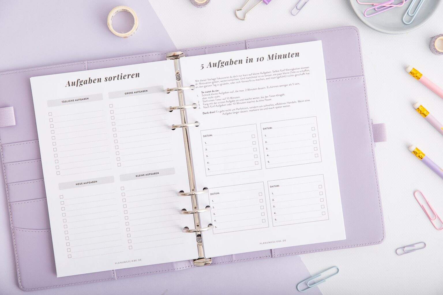 ADHS Planer – Organizer-Einlagen – Aufgaben sortieren & 5 Aufgaben in 10 Minuten