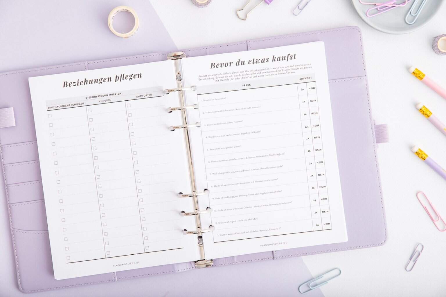 ADHS Planer – Organizer-Einlagen – Beziehungen pflegen & Bevor du etwas kaufst