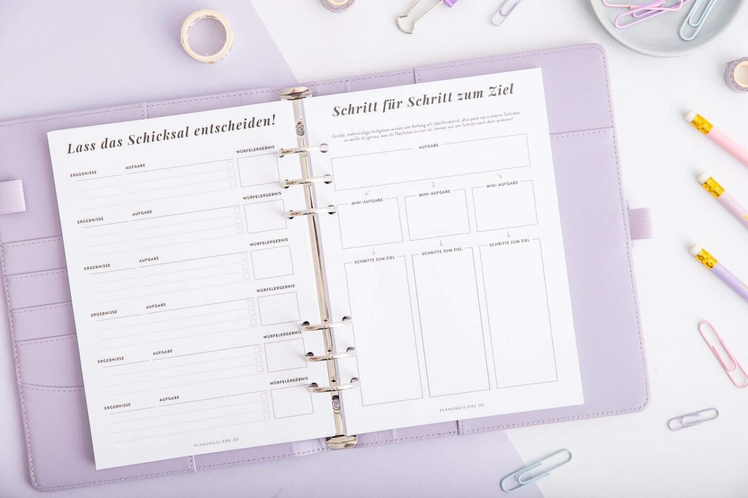 ADHS Planer – Organizer-Einlagen – Lass das Schicksal entscheiden & Schritt für Schritt zum Ziel