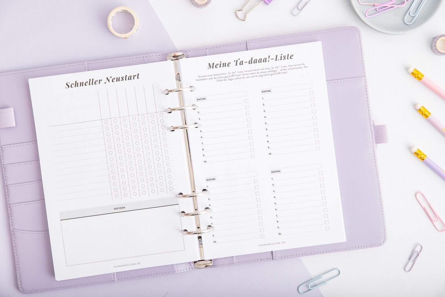ADHS Planer – Organizer-Einlagen – Schneller Neustart & Meine Ta-daaa!-Liste