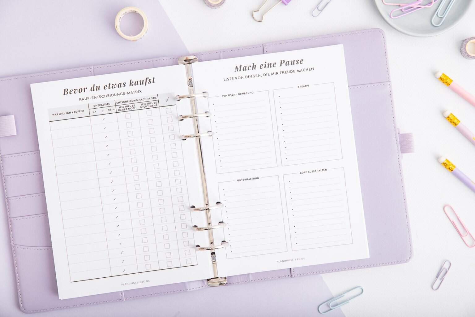 ADHS Planer – Organizer-Einlagen – Bevor du etwas kaufst (Entscheidungs-Matrix) & Mach eine Pause