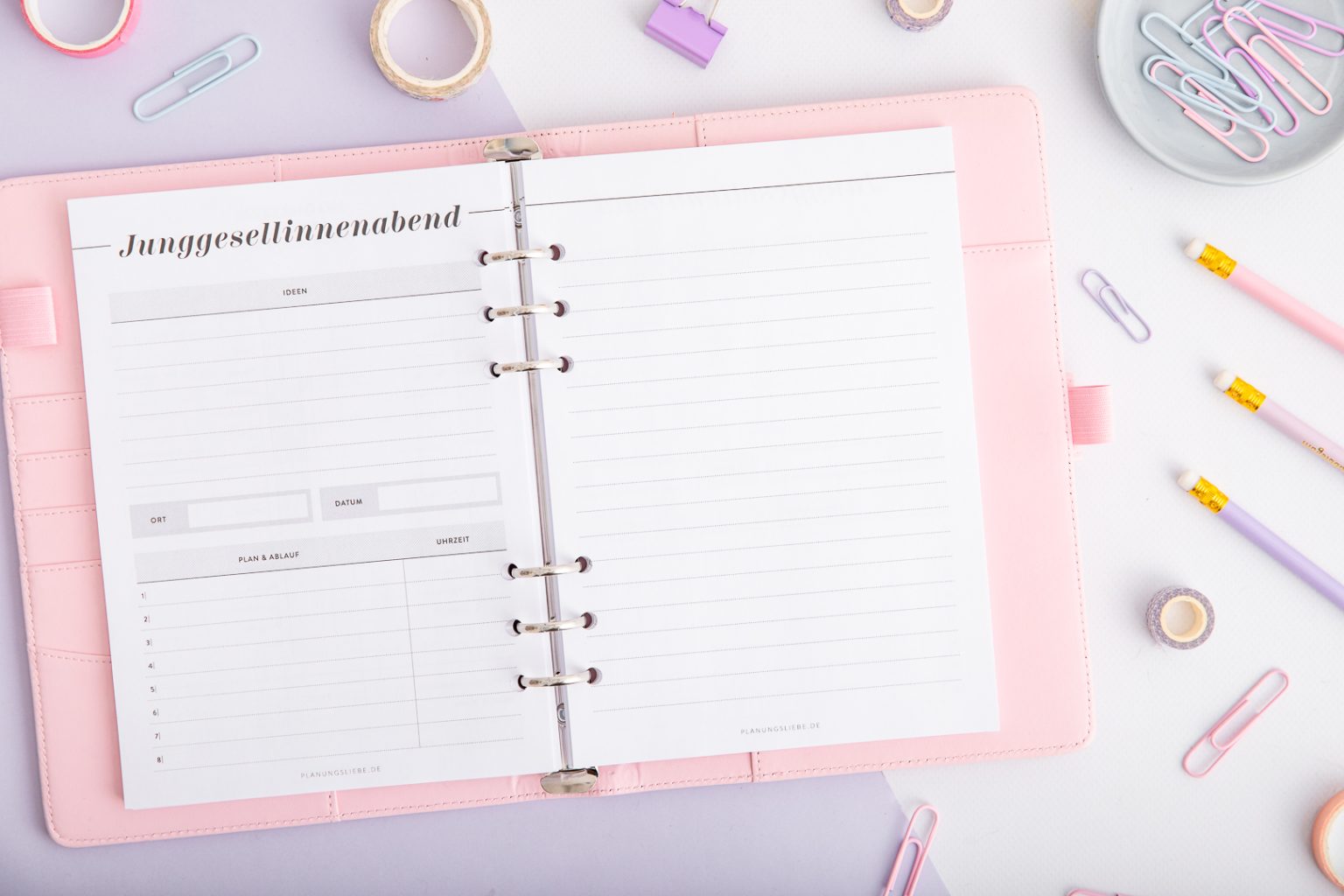 Hochzeitsplaner Ringplaner Einlagen | Junggesellinnenabend