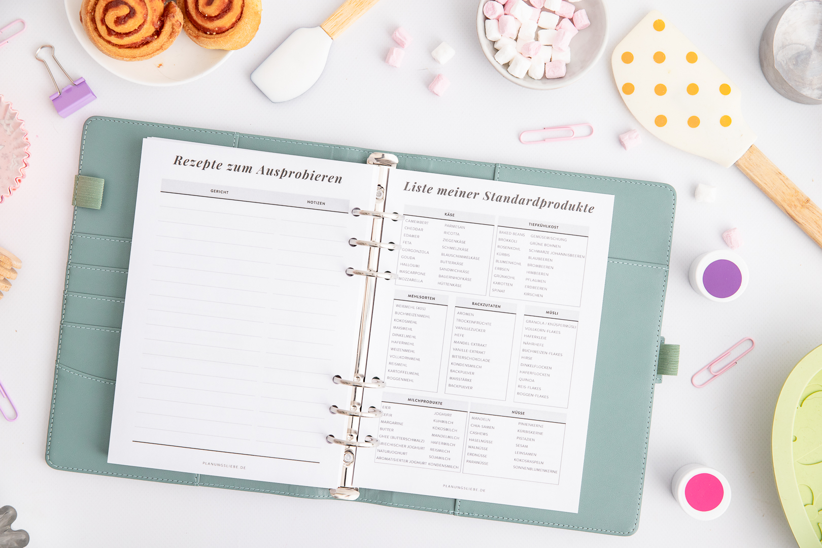 Rezeptbuch Ringbuch Einlagen | Rezepte und Liste meiner Standardprodukte