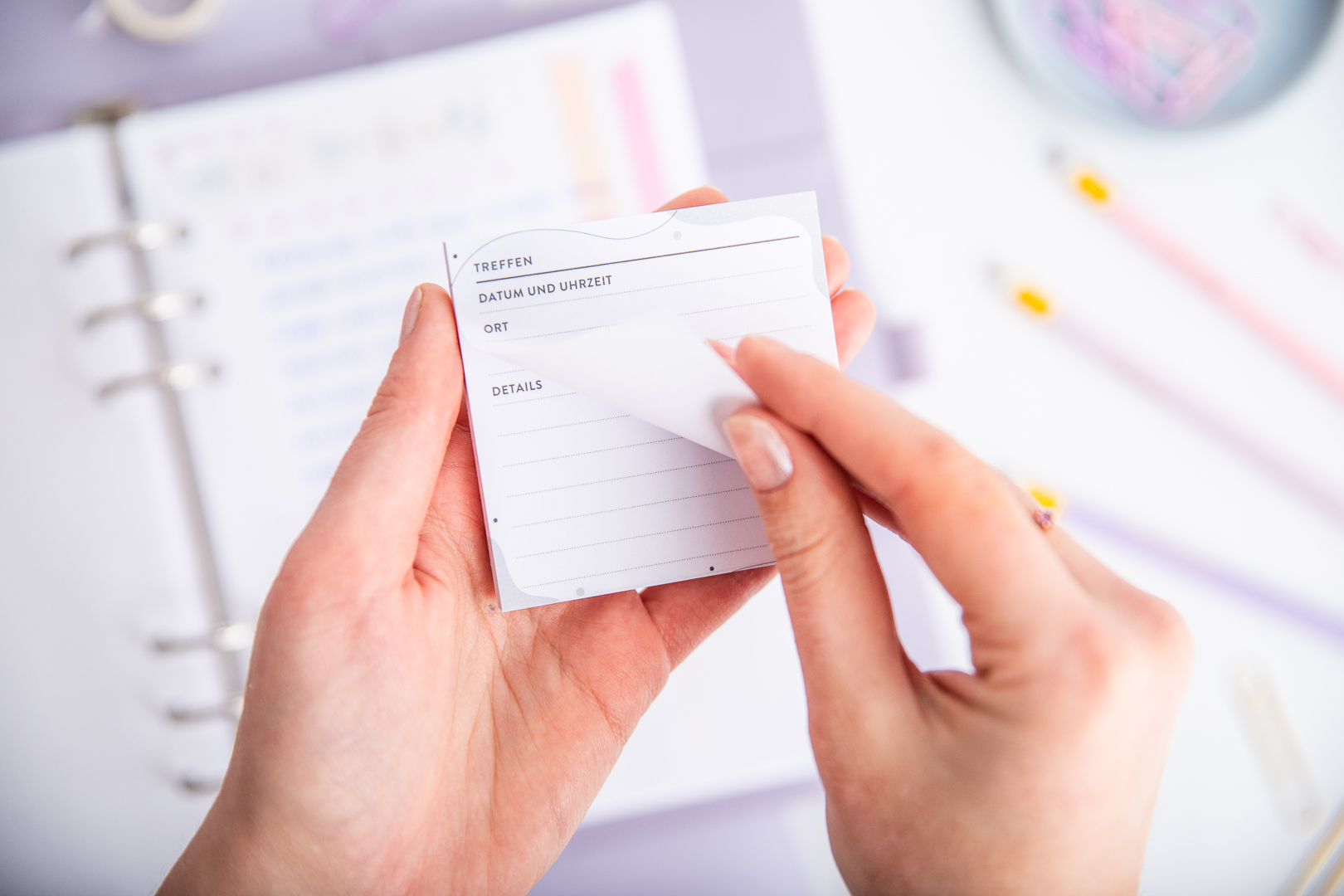 Treffen-Notizen Haftnotizen für Termine im Organizer