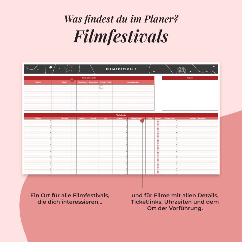 Film-und Serienplanner | Google Sheets | Filmfestivals