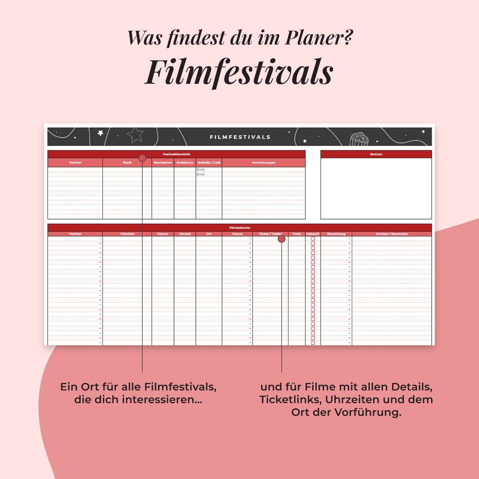Film-und Serienplanner | Google Sheets | Filmfestivals