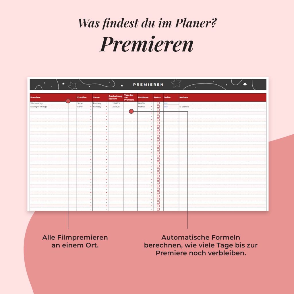 Film-und Serienplanner | Google Sheets | Premieren
