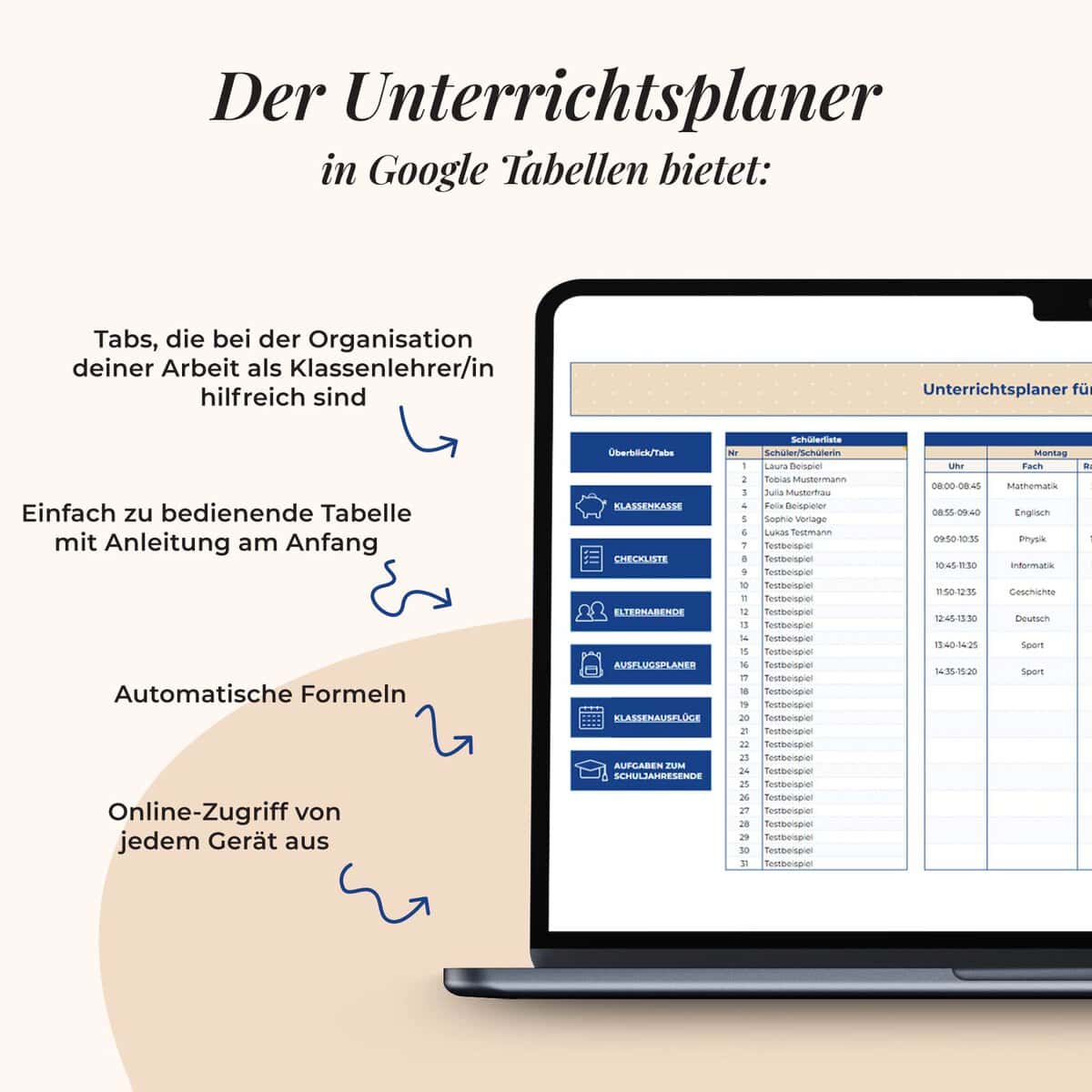Der Unterrichtsplaner in Google Sheets