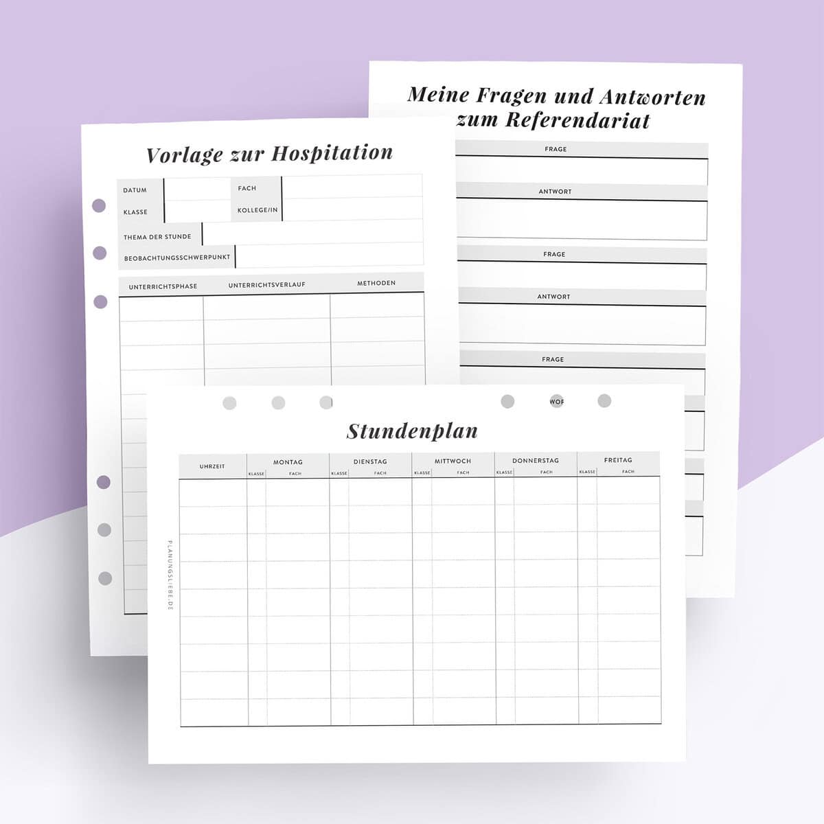 Referendariat – Ringplaner Einlagen