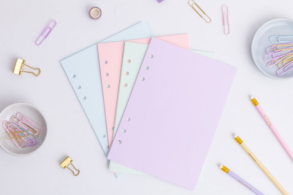 Bunte Ringbuch Einlagen A5 – 4 Pastellfarben