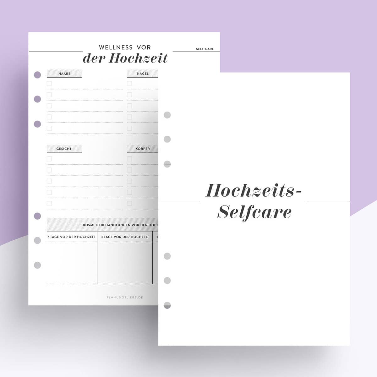 Hochzeits-Selfcare – Ringplaner Einlagen