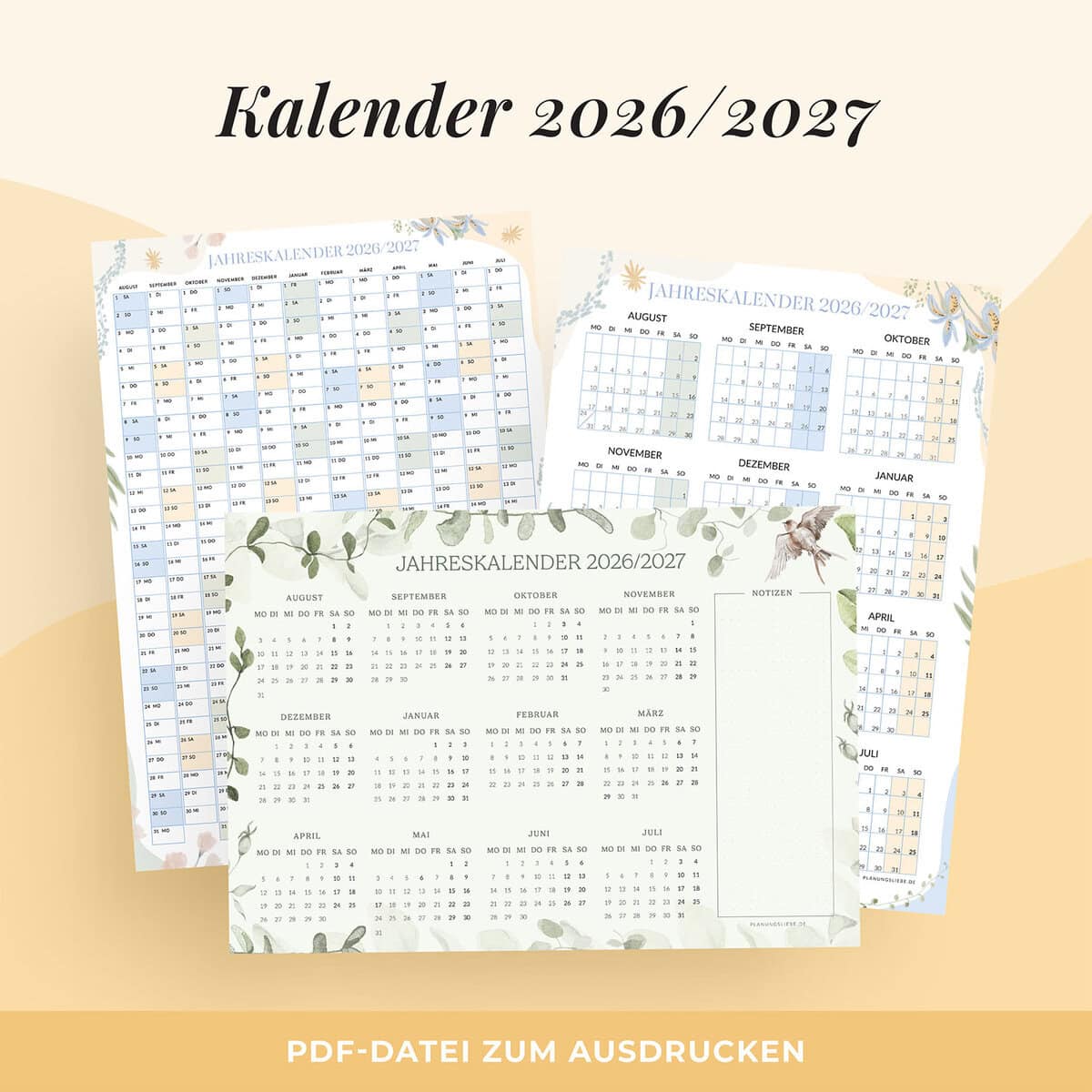 Schulkalender 2026/2027 zum Ausdrucken