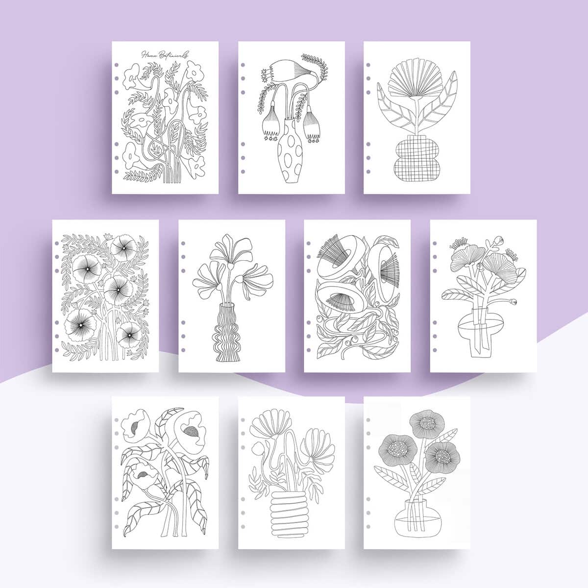 Malvorlagen „Moderne Blumensträuße“ – Ringbuch Einlagen | Vorlagen