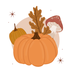 Herbstzauber im Wald – Kürbis und Pilz Illustration Herbstzauber im Wald – Kürbis und Pilz Illustration